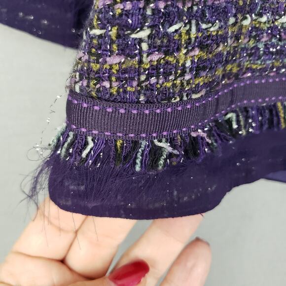 Chicos Size L Boucle Tweed Blazer Jacket Preppy Old Money Tea Office Career - Picture 10 of 10